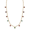Multi Gemstone Station Necklace 18-20 Inches in Vermeil Yellow Gold Over Sterling Silver 6.50 ctw - Sticky add to cart bar