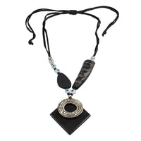 Buffalo Horn Necklace with Wooden Beads (Adjustable)