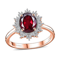 Luxoro 10K Rose Gold Premium Orissa Rhodolite Garnet and G-H I2 Diamond Ring (Size 10.0) 3.40 ctw (Del. in 10-12 Days)