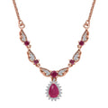 D'Joy Montepuez Ruby and White Zircon Sunburst Necklace 18-20 Inches in Vermeil Rose Gold Over Sterling Silver 1.00 ctw - Sticky add to cart bar