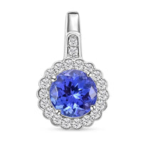 Certified & Appraised Rhapsody 950 Platinum AAAA Tanzanite and E-F VS Diamond Halo Pendant 2.05 ctw