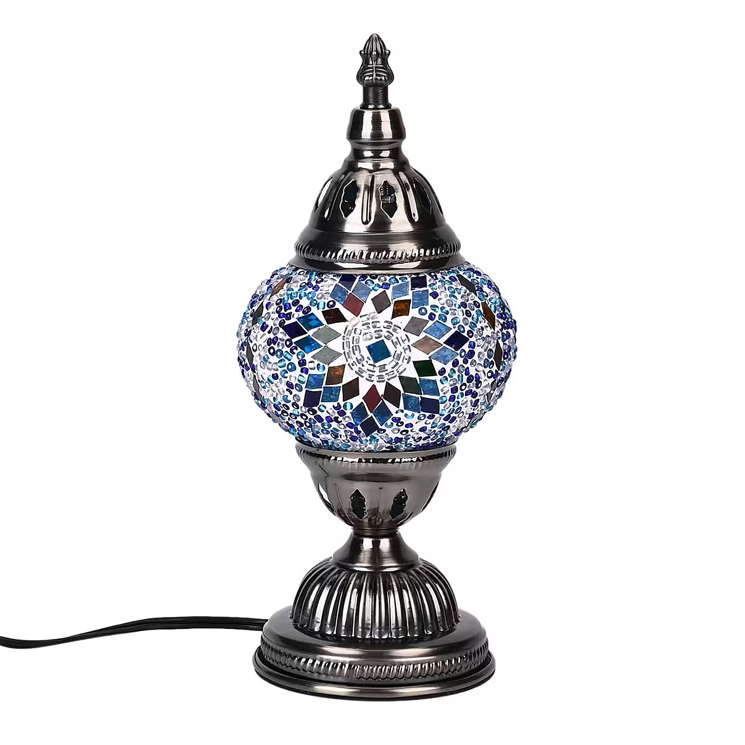 Turkish Moroccan Glass Mosaic Table Lamp (4.5"x4.5"x11.4") (110V, US Plug, Without Bulb, 30W)