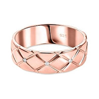 White Diamond Ring in Vermeil RG Over Sterling Silver (Size 6.5)