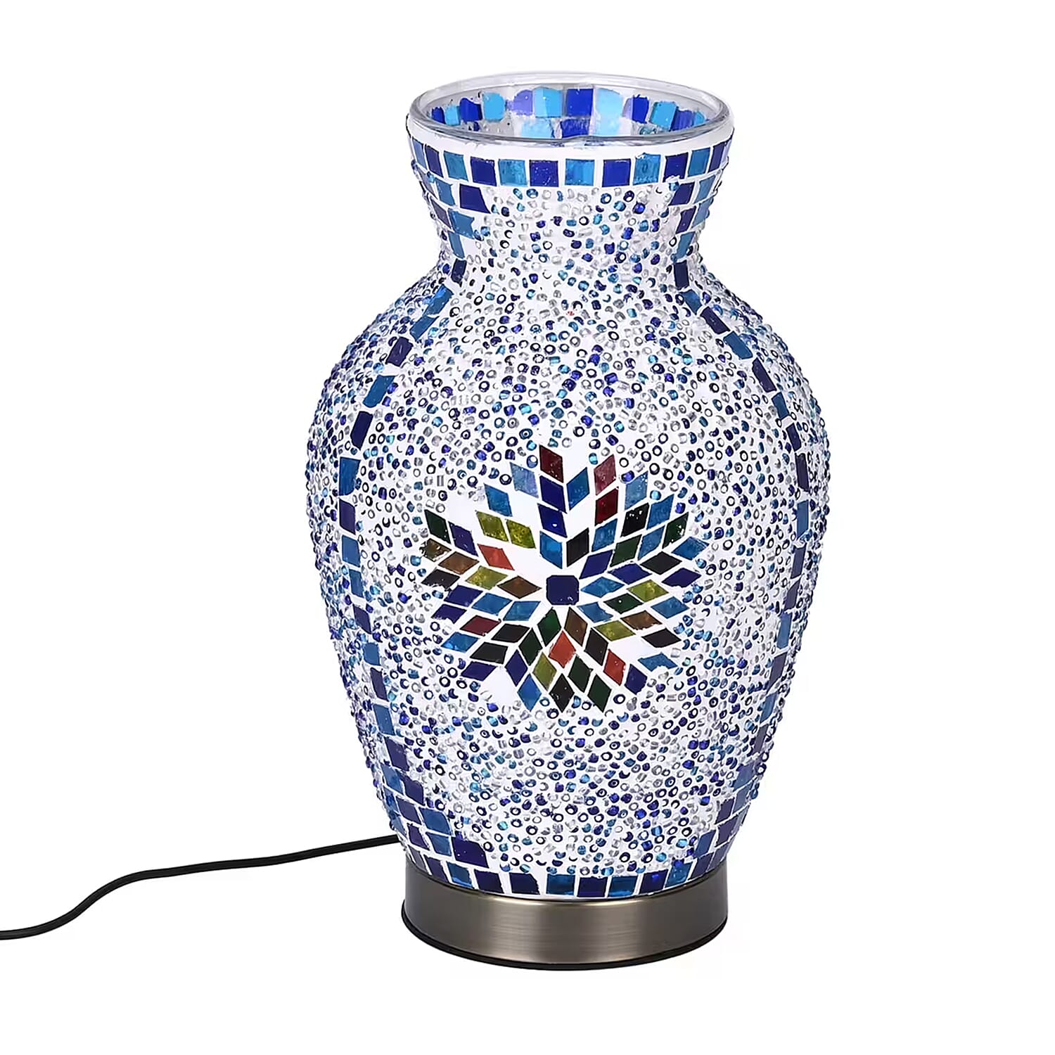 Turkish Moroccan Glass Mosaic Vase Lamp (6.7"6.7"x10.8") (5V, USB Cable, 3W)