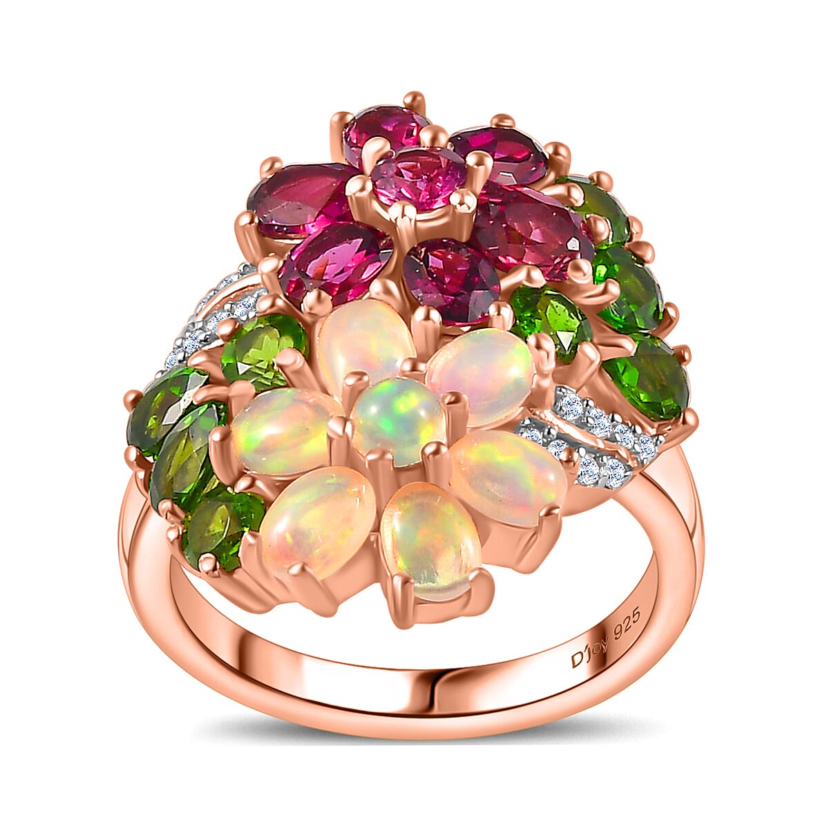 Orissa Rhodolite Garnet, Multi Gemstone Ring in Vermeil RG Over Sterling Silver (Size 10.0) 3.40 ctw