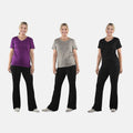 TLV Set of 3 Black, Dark Grey and Purple Cotton Blend V-Neck T-Shirts - S - Sticky add to cart bar