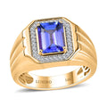 Luxoro 14K Yellow Gold AAA Tanzanite and G-H I2 Diamond Men's Ring 9 Grams 2.85 ctw - Sticky add to cart bar