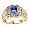 Luxoro 14K Yellow Gold AAA Tanzanite, Diamond (G-H, I2) (0.38 cts) Men's Ring (Size 7.0) (7.80 g) 1.90 ctw - Sticky add to cart bar