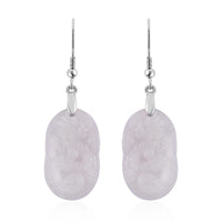Natural Jade 47.50 ctw Dragon Carved Earrings in Rhodium Over Sterling Silver