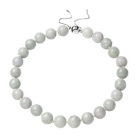 Natural Jade Beaded Necklace 18-22 Inches in Rhodium Over Sterling Silver 985.00 ctw