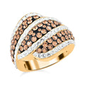 White and Champagne Austrian Crystal Ring in 18K Gold Over (Size 7.0) - Sticky add to cart bar