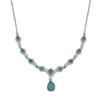 Premium Grandidierite and White Zircon Drop Necklace 18-20 Inches in Platinum Over Sterling Silver 4.50 ctw