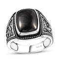 Artisan Crafted Elite Shungite Men's Ring in Sterling Silver (Size 10.0) 4.65 ctw - Sticky add to cart bar