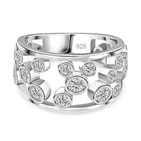 Moissanite 1.10 ctw Band Ring in Platinum Over Sterling Silver (Size 8)