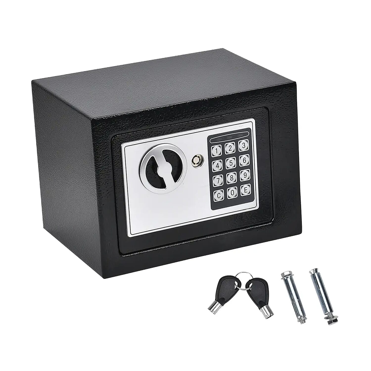 Password-Protected Safe with Emergency Keys (Powered by 4xAA Batteries) – 6.69"x9.05"x6.69