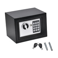 Password-Protected Safe with Emergency Keys (Powered by 4xAA Batteries) – 6.69"x9.05"x6.69