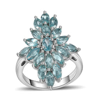 Betroka Blue Apatite Elongated Ring in Platinum Over Sterling Silver (Size 10.0) 2.60 ctw