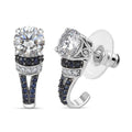 TLV Moissanite (Rnd 7 mm), Blue Sapphire J-Hoop Earrings in Platinum Over Sterling Silver 3.15 ctw - Sticky add to cart bar