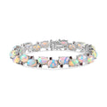Premium Ethiopian Welo Opal, Orissa Rhodolite Garnet Bracelet in Platinum Over Sterling Silver (7.25 In) 19.35 ctw - Sticky add to cart bar