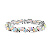 Premium Ethiopian Welo Opal, Orissa Rhodolite Garnet Bracelet in Platinum Over Sterling Silver (7.25 In) 19.35 ctw