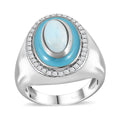 Larimar, Moissanite Ring in Platinum Over Sterling Silver (Size 10.0) 2.10 ctw - Sticky add to cart bar