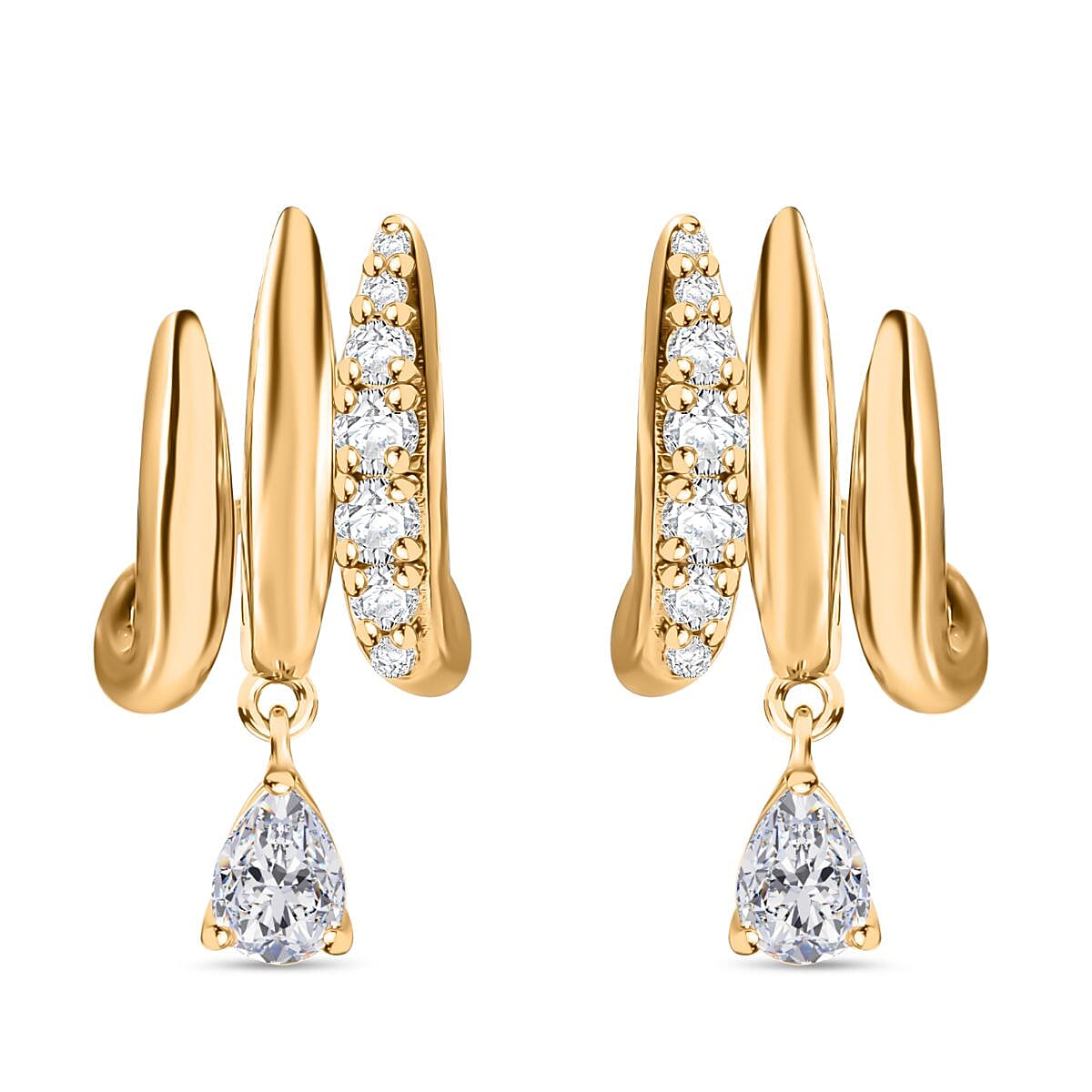 D'Joy Moissanite 1.30 ctw Earrings in Vermeil Yellow Gold Over Sterling Silver