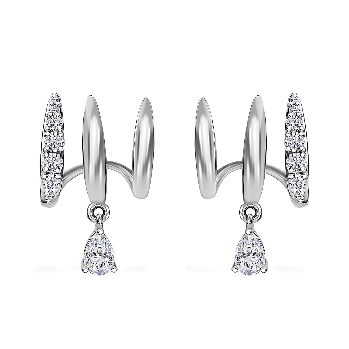 Moissanite 1.30 ctw Fancy Earrings in Platinum Over Sterling Silver
