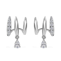 Moissanite 1.30 ctw Fancy Earrings in Platinum Over Sterling Silver
