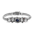 Bali Legacy Blue Star Sapphire (DF), Mozambique Garnet Bracelet in Sterling Silver (6.50 In) 3.30 ctw - Sticky add to cart bar