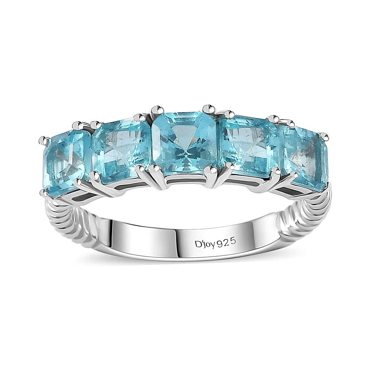 Madagascar Paraiba Apatite 5 Stone Ring in Platinum Over Sterling Silver (Size 10.0) 1.85 ctw