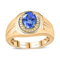 Luxoro 10K Yellow Gold AAA Tanzanite and Natural Yellow Diamond I3 Men's Ring (Size 10.0) 6.15 Grams 2.25 ctw - Sticky add to cart bar