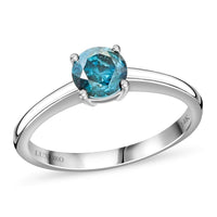 Luxoro 14K White Gold Venice Blue Diamond (I1-I2) Ring (Size 6.0) 1.00 ctw