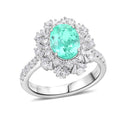 Chairman's Vault Collection Certified & Appraised Rhapsody 950 Platinum AAAA Paraiba Tourmaline and Diamond E-F VS Ring (Size 7.0) 8.75 Grams 2.70 ctw - Sticky add to cart bar