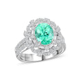 Chairman's Vault Collection Certified & Appraised Rhapsody 950 Platinum AAAA Paraiba Tourmaline and E-F VS Diamond Ring (Size 7.0) 11.50 Grams 3.45 ctw - Sticky add to cart bar