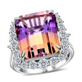 Bi-Color Ametrine, Moissanite Ring in Sterling Silver (Size 10.0) 10.60 ctw - Sticky add to cart bar