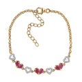 Montepuez Ruby and White Zircon Heart Bracelet in Vermeil Yellow Gold Over Sterling Silver (7.25-9.25In) 1.80 ctw - Sticky add to cart bar