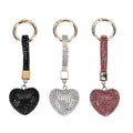 Set of 3 Sparkling Champagne, White, Pink Rhinestone Heart Keychain in Goldtone - Sticky add to cart bar