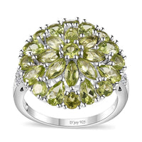 Peridot and White Zircon Floral Spray Ring in Platinum Over Sterling Silver (Del. in 10-12 Days) 4.75 ctw