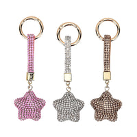 Set of 3 Sparkling Champagne, White, Pink Rhinestone Heart Keychain in Goldtone