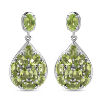 Peridot Dangling Earrings in Platinum Over Sterling Silver 6.15 ctw