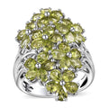 Peridot Floral Ring in Platinum Over Sterling Silver (Size 10.0) (Del. in 10-12 Days) 6.25 ctw - Sticky add to cart bar