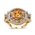 GP Brazilian Citrine and Multi Gemstone Ring in Vermeil Yellow Gold Over Sterling Silver (Size 10.0) 4.00 ctw - Sticky add to cart bar