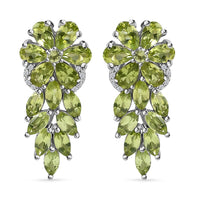Peridot and White Zircon Earrings in Platinum Over Sterling Silver 5.40 ctw