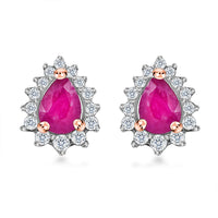 Montepuez Ruby and White Zircon Sunburst Stud Earrings in Vermeil Rose Gold Over Sterling Silver 0.60 ctw