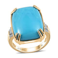 Luxoro 10K Yellow Gold Premium Sleeping Beauty Turquoise and G-H I2 Diamond Ring (Size 6.0) 4.65 Grams 14.85 ctw - Sticky add to cart bar