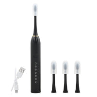 Doorbuster Deal Total Vision Black Rechargeable Toothbrush with 4 Heads (Ships in 8-10 Business Days)