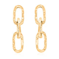 Italian 14K Yellow Gold Over Sterling Silver Textured Paper Clip 3 Row Drop Statement Earrings 5.20 Grams - Sticky add to cart bar