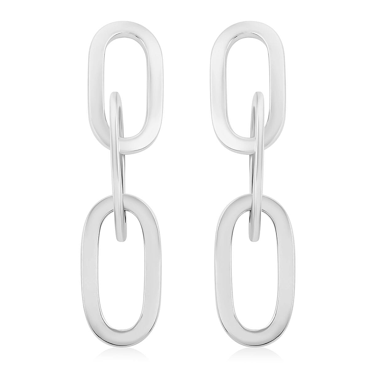 Italian Sterling Silver Paper Clip 3 Row Drop Statement Earrings 19.10 Grams