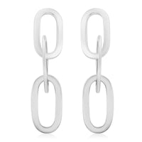 Italian Sterling Silver Paper Clip 3 Row Drop Statement Earrings 19.10 Grams