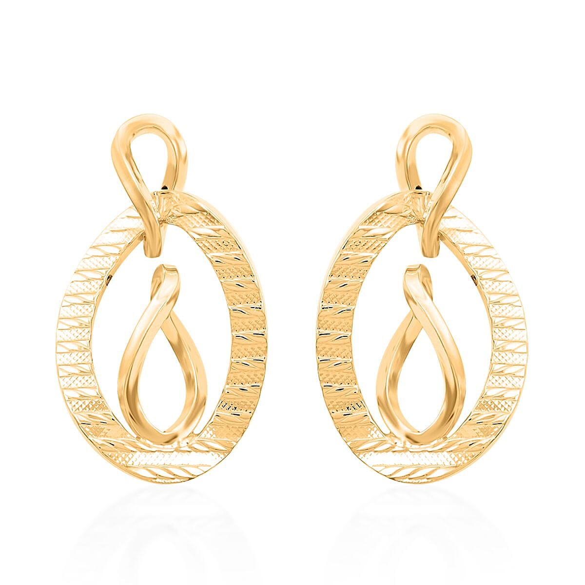 Italian 14K YG Over Sterling Silver Infinity Double Hoop Statement Earrings (6.60 g)